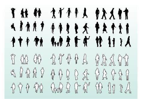 People Silhouettes And Outlines Download Free Vector Art Stock