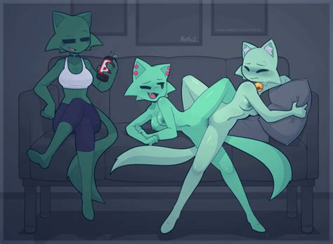 rule 34 3girls animated anthro anthro only being watched bell bell collar breasts choker