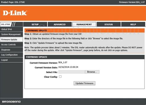 5) for free in pdf. Dlink DSL-2750E Screenshot FirmwareUpdate