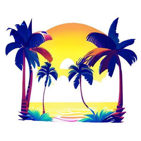 Tropical Sunset Palm Trees Graphic · Creative Fabrica