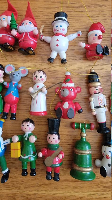 23 Piece Vintage Wooden Ornaments Set Made in Taiwan Christmas | Etsy