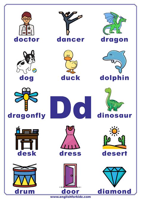 Alphabet Letter D For Words With Pictures Download A Free Preview Or