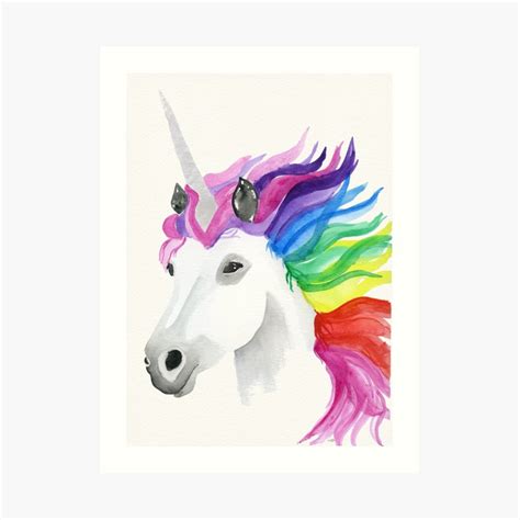 Rainbow Unicorn Art Print By Mbaylon Unicorn Painting Unicorn Art