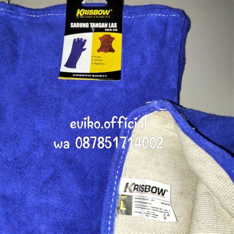 Jual Sarung Tangan Las Kulit Safety Krisbow Original Biru Glove Welding Shopee Indonesia