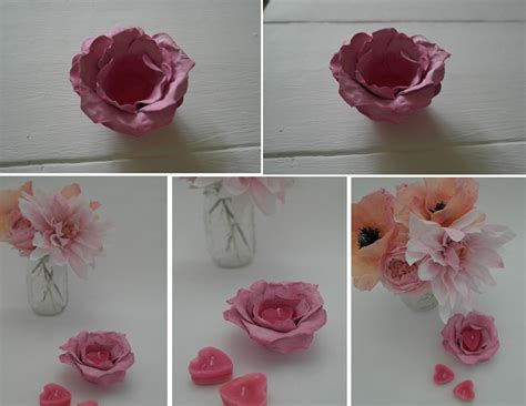 Making candles with flowers in them. clay flower candle holder tutorial