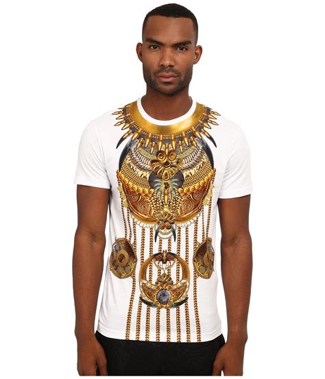 Versace Jeans Short Sleeve T Shirt With Gold Screen Print In White For