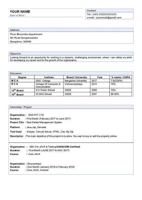 Free cv template | download link available in description. Latest Cv Format For Freshers Mca - Latest Resume Format For MCA Freshers 2018-19 Download!