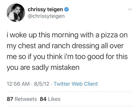 In a previous twitter post, chrissy spoke out about other accusations from her followers. Chrissy Teigen deleted 28,000 tweets overnight many of ...
