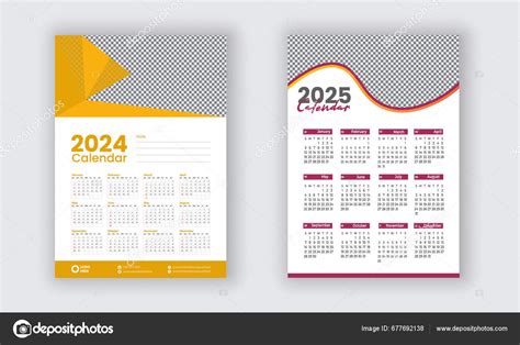 2024 2025 Calendar Design 2024 2025 Year Week Starts Sunday Stock