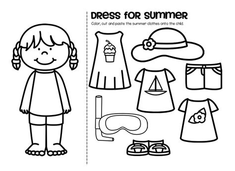 Tranh tô màu trang phục mùa hè