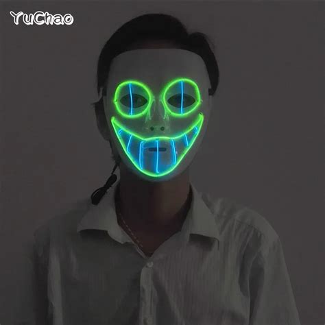 New Arrival El Wire Horror Smile Masks Halloween Mask Glowing El Wire