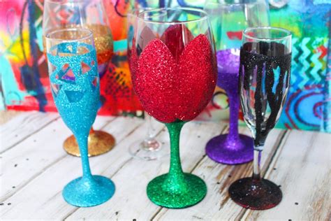 How To Make Diy Glitter Wine Glasses And Project Ideas Kit Kraft Glitter Wine Glasses Glitter