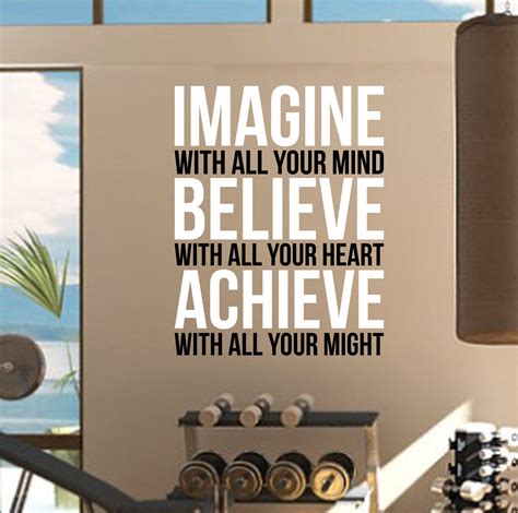 Imagine Believe Achieve Gym Wall Decal Quote Sports