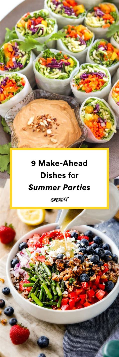 Being able to prep dinner in advance doesn't mean you have to limit yourself cook the chicken and make the barbecue sauce ahead of time, then when it's time for dinner, just broil for about 10 minutes, brushing with the. 9 Make-Ahead Dishes for Summer Parties | Dinner party ...