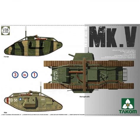 Takom Maquette Char Wwi Heavy Battle Tank Mark V Male Hermaphrodite
