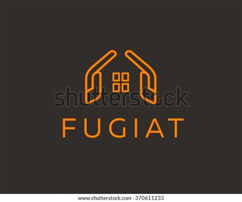 Abstract House Hands Line Logo Design Stock Vector Royalty Free 370611233