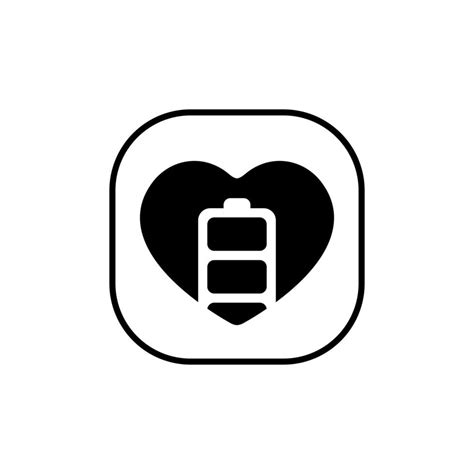 Battery Health Icon Vector Charging Heart Logo In Square Line 7817934