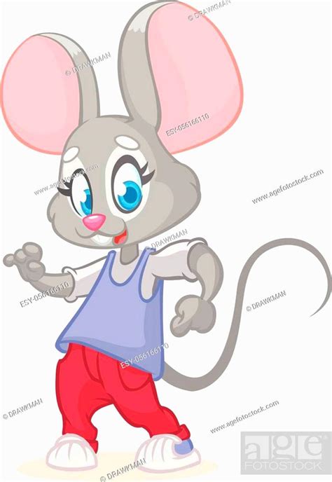 Illustration Of A Dancing Mouse Hipster Cartoon Mouse Posing Stock