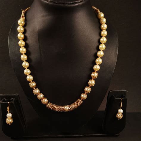 Gold Plated Pearl Necklace Set Winni