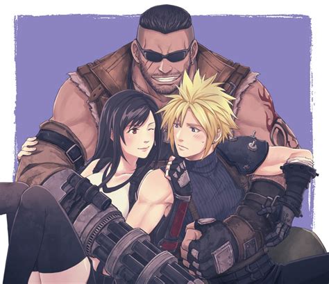 Tifa Lockhart Cloud Strife And Barret Wallace Final Fantasy And 2 More Drawn By Yuuri