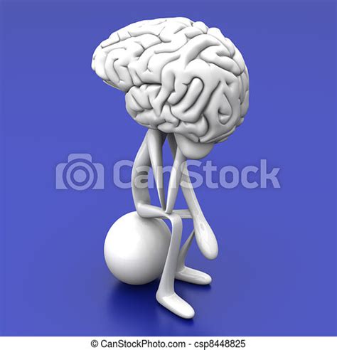 Thinker A Cartoon Figure Con A Huge Brain 3d Rendered Illustration