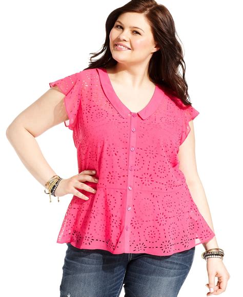 Jessica Simpson Plus Size Top Sleeveless Cutout Peplum Shirt Plus