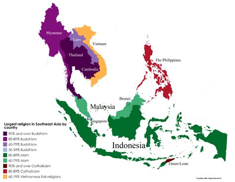 Map Largest Religion In Southeast Asia By Country Infographictv