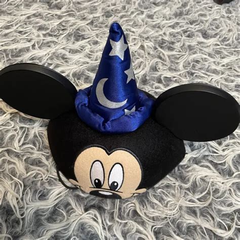 Disney Parks Fantasmic Sorcerers Wizard Blue Mickeys Ears Hat And Face