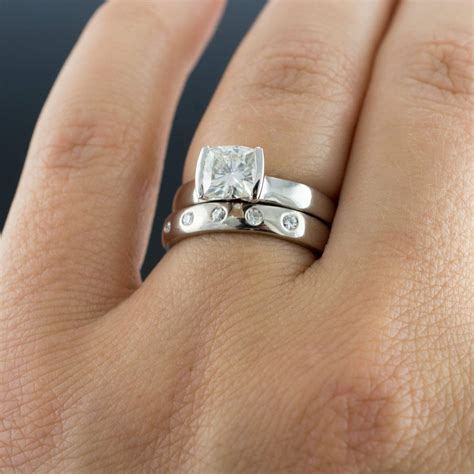 Cushion Cut 1 Carat Diamond Modified Tension Solitaire Engagement Ring