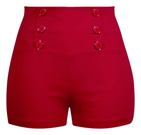 High Waisted Retro Shorts In Red With Images Red Shorts High