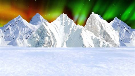 3d Snow Mountainous Scene Animation With Changing Color Northern Lights
