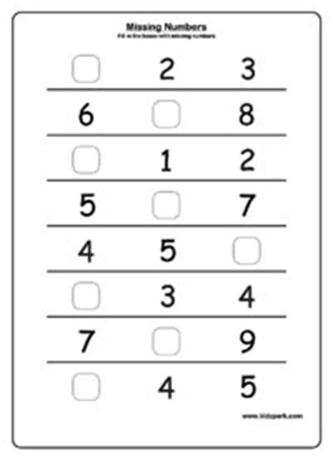 Missing Numbers Worksheets,Downloadable Worksheets,Play School Activty