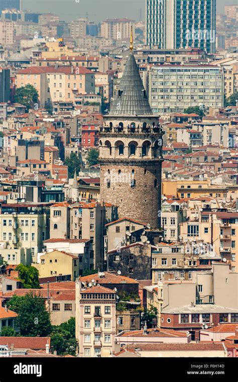 Cityscape Of Galata Tower In Istanbul Turkey Made By Genoese In 14th