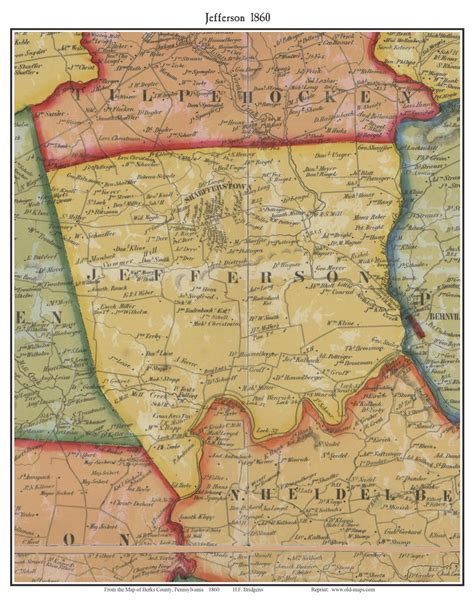 Jefferson Township Pennsylvania 1860 Old Town Map Custom Print Berks