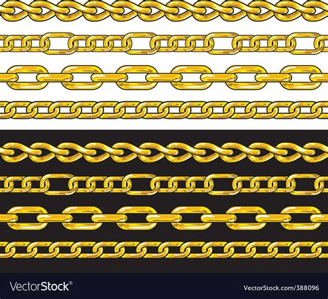Gold Chain Seamless Borders Set Royalty Free Vector Image