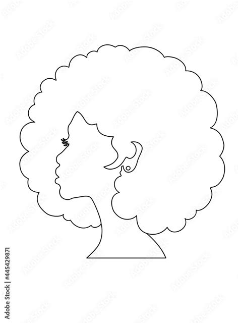 Black Afro African American Girl Woman Lady Outline Vector Portrait