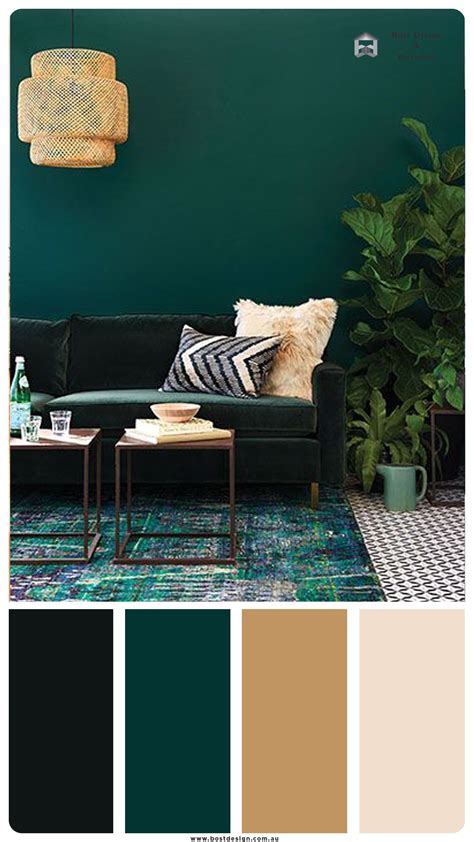 Dark Green Color Palette With Muted Gold Dark Green Living Room Living Room Color Schemes