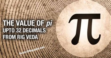 The Value Of Pi Upto 32 Decimals From Rig Veda Sanskriti Hinduism