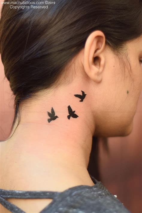 Flying Bird Freedom Tattoo Neck Tattoos Women Bird Tattoo Neck