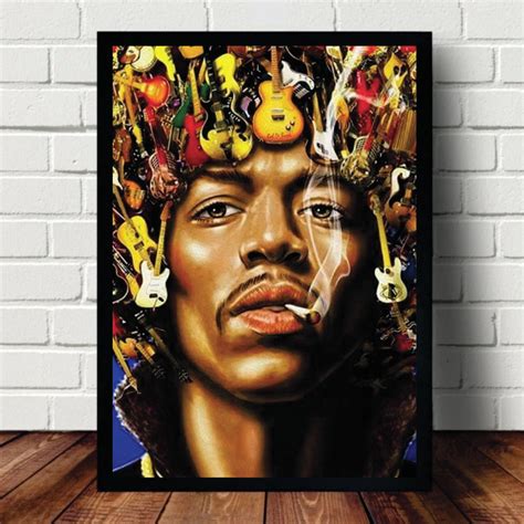 quadro jimi hendrix a3 moldura 33 x 45 cm elo7