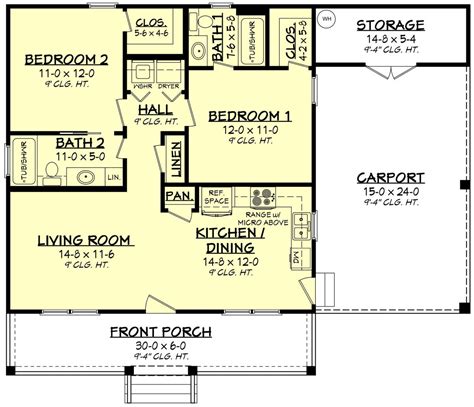 Cabin Plan 900 Square Feet 2 Bedrooms 2 Bathrooms 041 00025