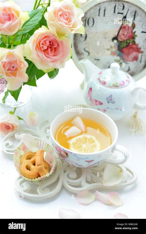 Still Life With Cup Of Tea Stock Photo Alamy