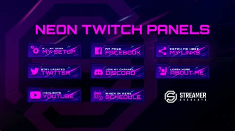 Neon Twitch Panels Streamer Overlays Twitch Panels