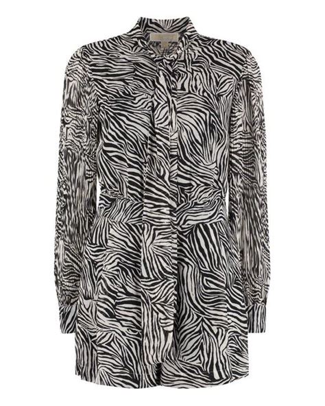 Michael Michael Kors Synthetic Zebra Printed Pussy Bow Playsuit Lyst