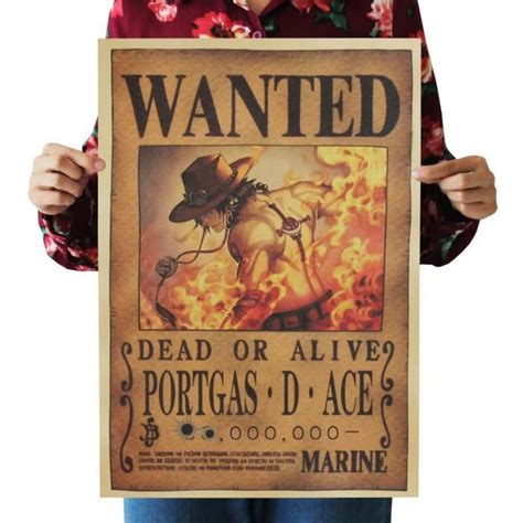Anime Poster Wanted One Piece Poster Portgas D Ace Poster Affiche
