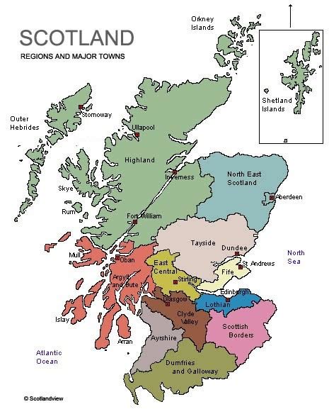 Schottland Karte Regionen Schottland Geografie Landkarte Länder