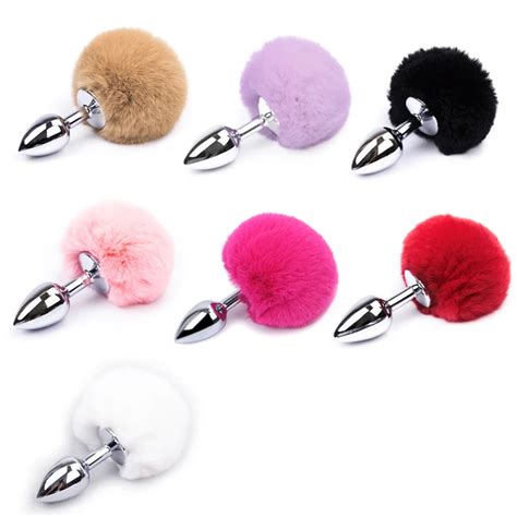 7 Color Small Size Metal Rabbit Tail Anal Plug Stainless Steel Bunny