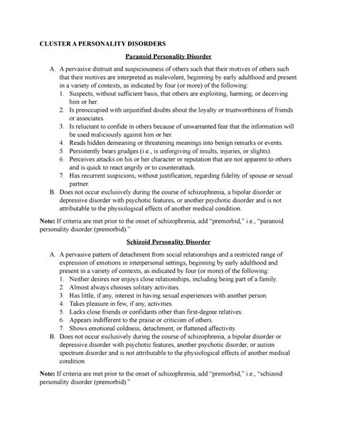 Personality Disorders Dsm 5 Information Cluster A Personality