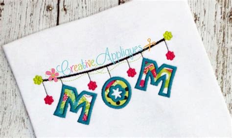 Mom Mother S Day Digital Machine Embroidery Applique Etsy