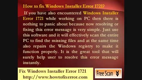 How To Fix Windows Installer Error 1721 نماشا